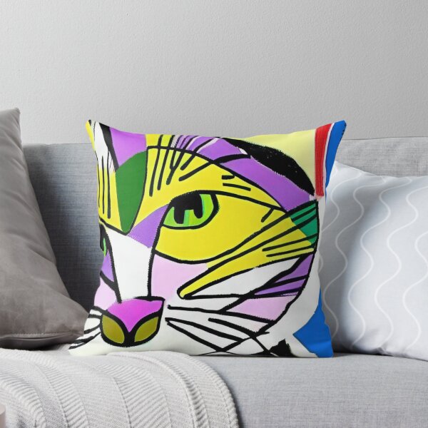 Item preview, Colorful, abstract cat wall art as prints, on canvas, or large posters. Wall art decor for your home. Choice of print sizes. designed and sold by JoelsCorner.