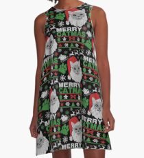 Merry Catmas Ugly Christmas A-Line Dress