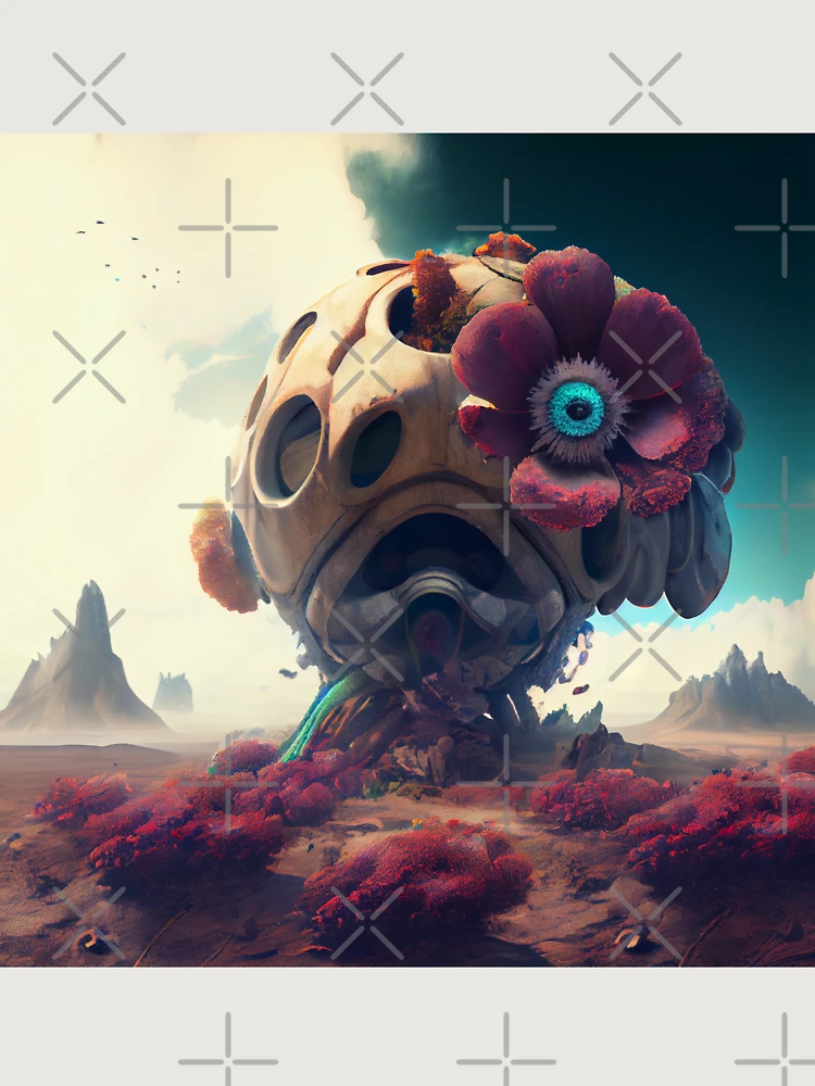 Thumbnail 6 von 6, Premium Oversized Pullover, Cool Alien Planet Hive with Flower Digital Painting designt und verkauft von CodeAndColors.