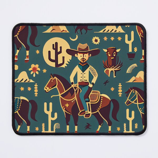 Item preview, Vintage Blue Western Cowboy Pattern Digital Painting designed and sold by CodeAndColors.