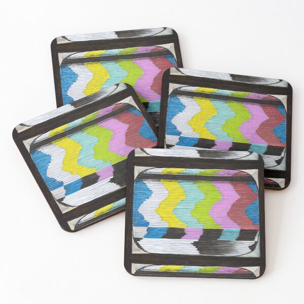 Item preview, Retro Television Color Bar Glitch Acrylic Painting designed and sold by Amelia Parlier.