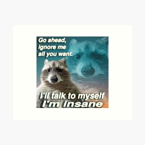 Item preview, Racoon Meme, I'll talk to myself i'm Insane designed and sold by Greg Heffley.