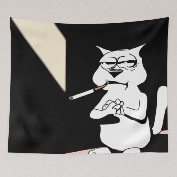 Item preview, traumatized cat smoking a cigarette designed and sold by akanahdyer.
