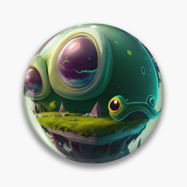 Artikelvorschau, Cool Green Alien Planet Home with Earth Landscape Painted On Digital Painting entworfen und verkauft von CodeAndColors.