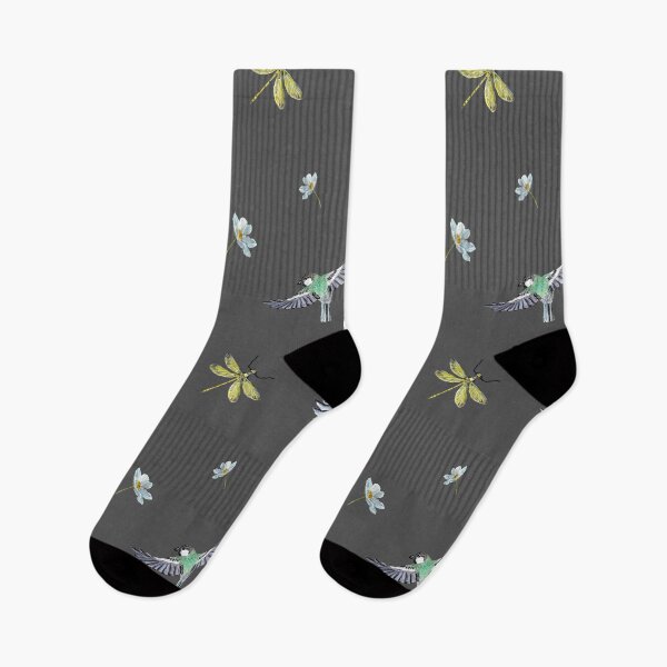 Item preview, Nature deer dragonfly ladybug pattern a watercolor grey designed and sold by Yana Mustafina | Boho Soulful Designs.