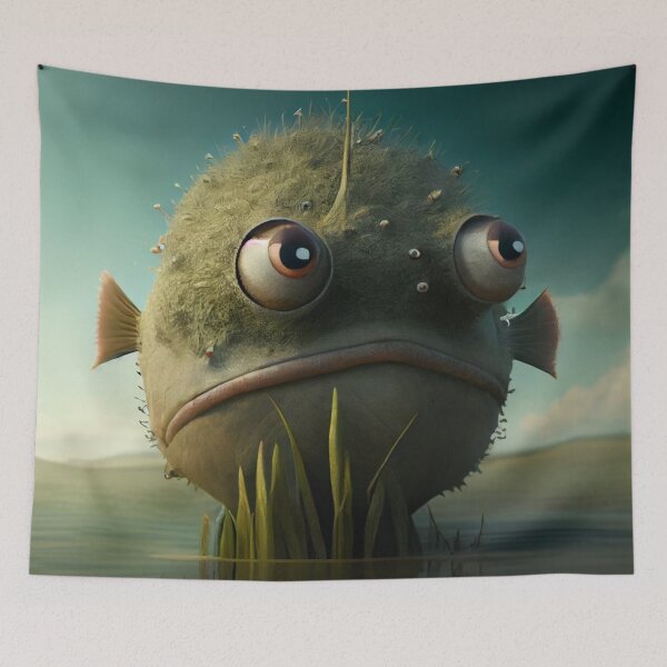 Item preview, Cute Funny Little Weird Swamp Monster Digital Painting designed and sold by CodeAndColors.