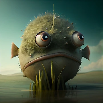 Vorschaubild zum Design Cute Funny Little Weird Swamp Monster Digital Painting von CodeAndColors