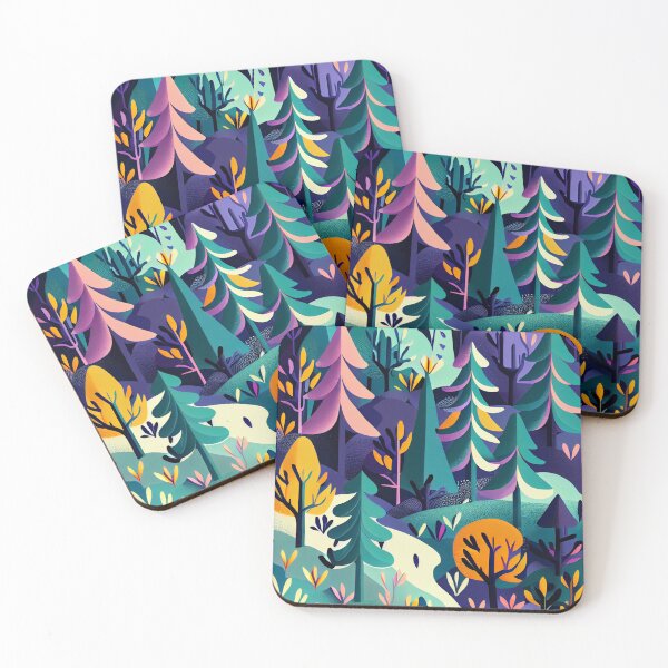 Item preview, Modern Flat Winter Forest Pattern Digital Painting designed and sold by CodeAndColors.