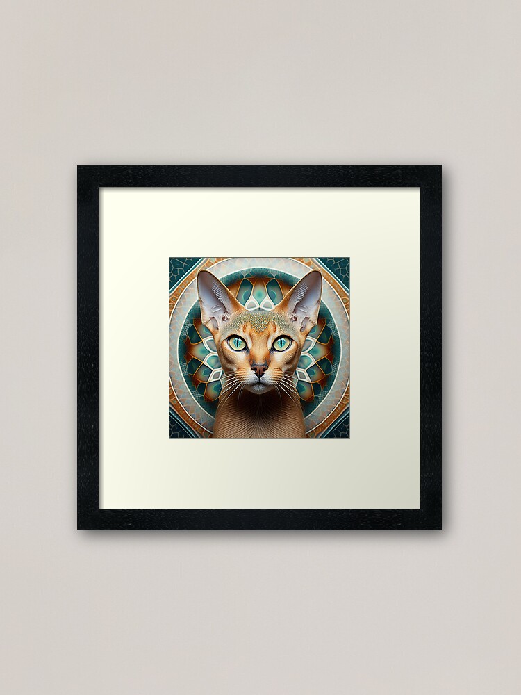 Thumbnail 2 of 7, Framed Art Print, A Fractal Portrait of an Abyssinian Cat designed and sold by daniel4510.
