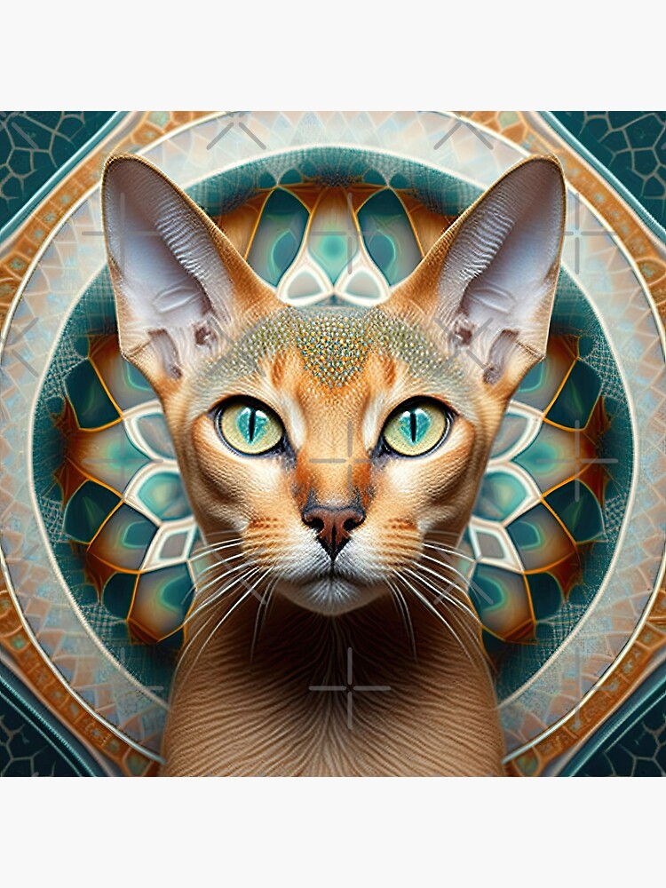 Thumbnail 7 of 7, Framed Art Print, A Fractal Portrait of an Abyssinian Cat designed and sold by daniel4510.