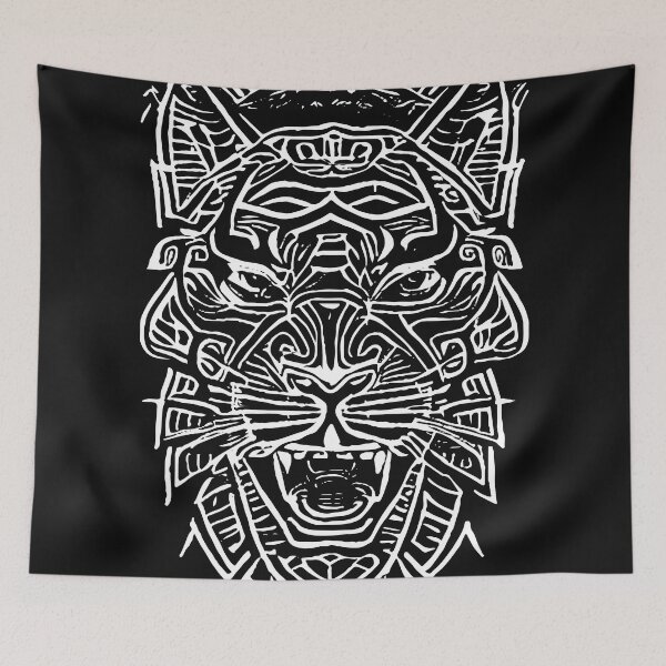 Item preview, Tiger Tribal Tattoo Tiger With a Slightly Human Face designed and sold by pelagio.