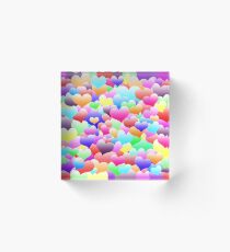 Bubble Hearts Dark Acrylic Block