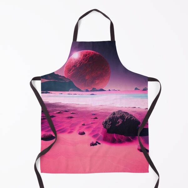 Artikelvorschau, Cool Pink Alien Planet Beach with Pink Planet Digital Painting entworfen und verkauft von CodeAndColors.