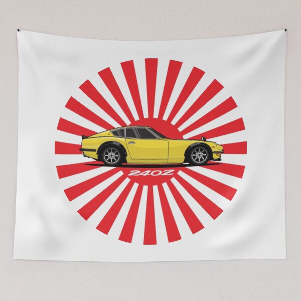 Item preview, Yellow Datsun 240 z Japanese Sun On white designed and sold by blackdogshop.