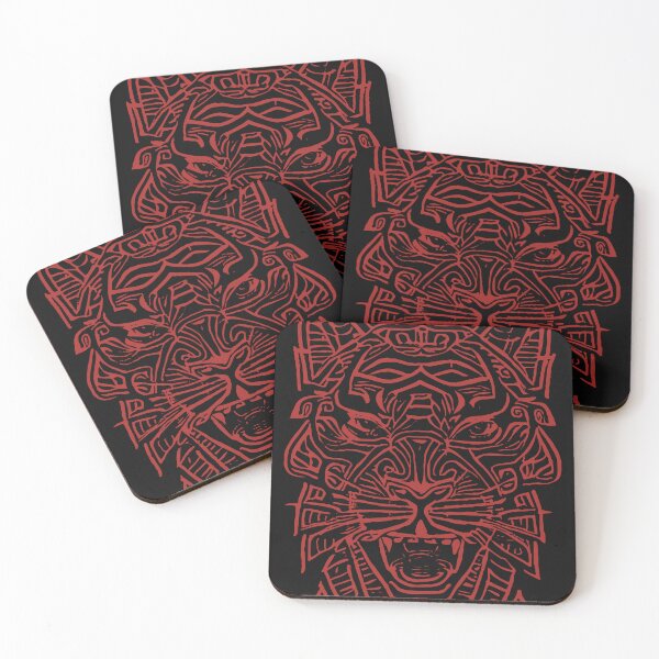 Item preview, Tiger Tribal Tattoo Tiger With a Slightly Human Face Red Version designed and sold by pelagio.