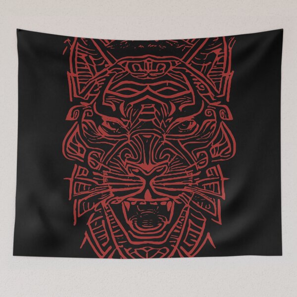 Item preview, Tiger Tribal Tattoo Tiger With a Slightly Human Face Red Version designed and sold by pelagio.