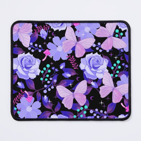 Item preview, Purple Flora and Fauna Butterflies and Flowers on Black designed and sold by Cass Noel Studio.