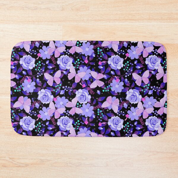 Item preview, Purple Flora and Fauna Butterflies and Flowers on Black designed and sold by Cass Noel Studio.