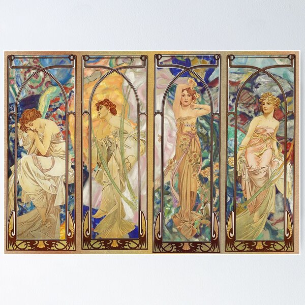 Aperçu de l'œuvre 4 Seasons - Klimt x Mucha créée et vendue par Utope.