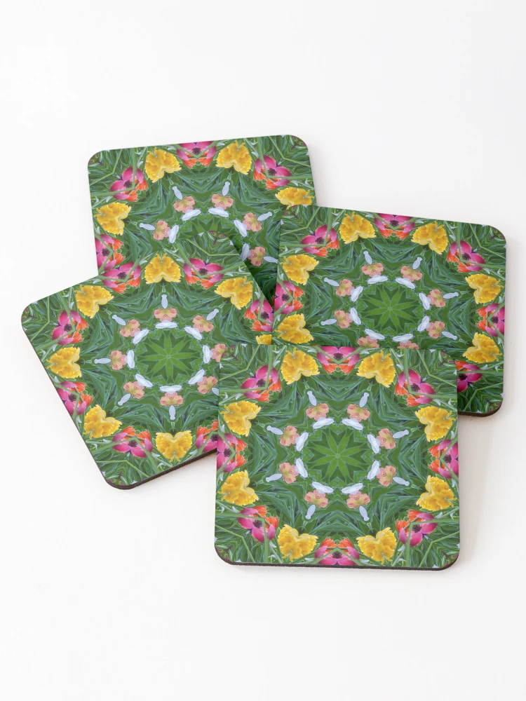 Thumbnail 1 of 5, Coasters (Set of 4), Spring colors pattern Spring pattern designed and sold by Tschousef.