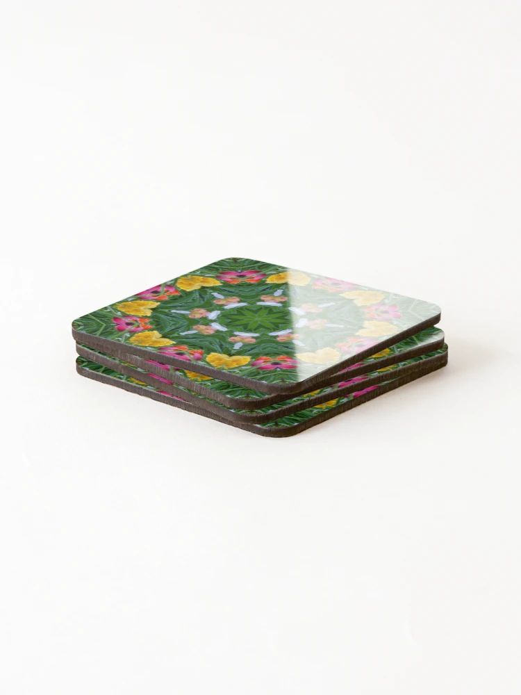 Thumbnail 4 of 5, Coasters (Set of 4), Spring colors pattern Spring pattern designed and sold by Tschousef.