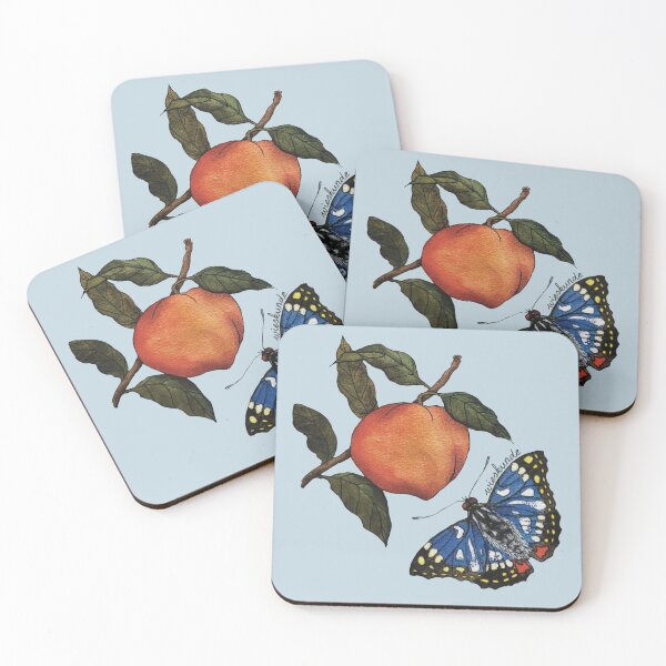 Item preview, Peach and leaves great purple emperor botanical illustration designed and sold by Wieskunde.