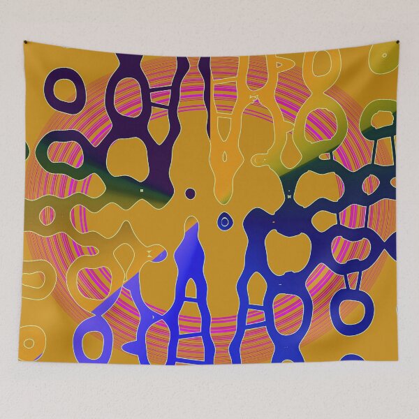 Item preview, Peach and dark blue asymmetrical geometrical shapes by Code03. designed and sold by Code03.
