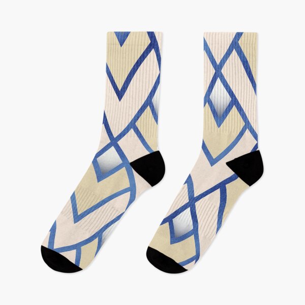 Item preview, Triangle Geometric blue cream pattern  designed and sold by TipTopTapo.