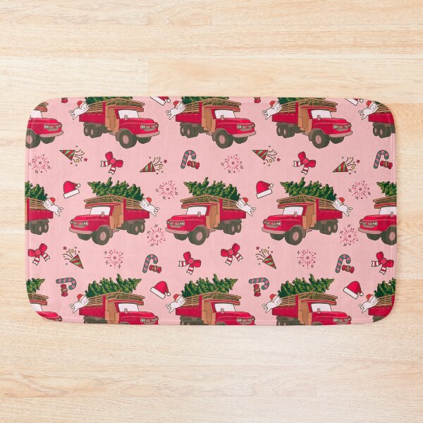 Item preview, Christmas Seamless Pattern with Cat and Truck on Soft Pink Background designed and sold by BranislavaBT.