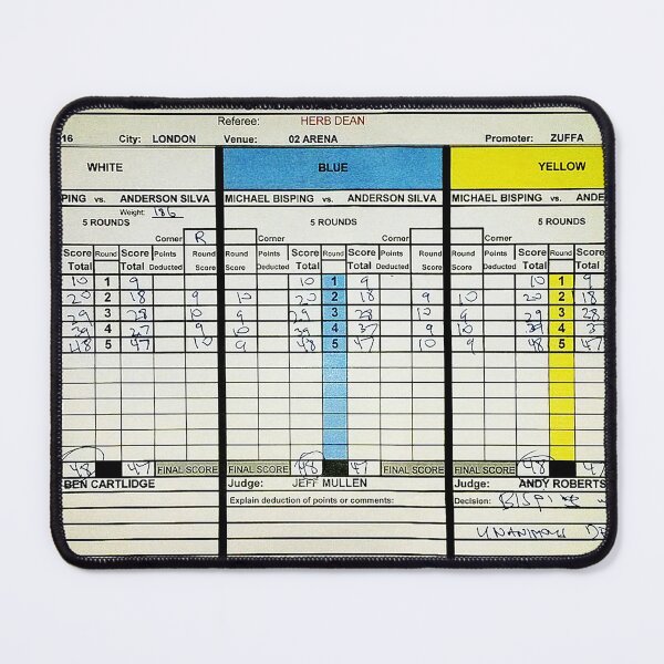 Item preview, Michael Bisping vs Anderson Silva Scorecard designed and sold by SavageRootsMMA.