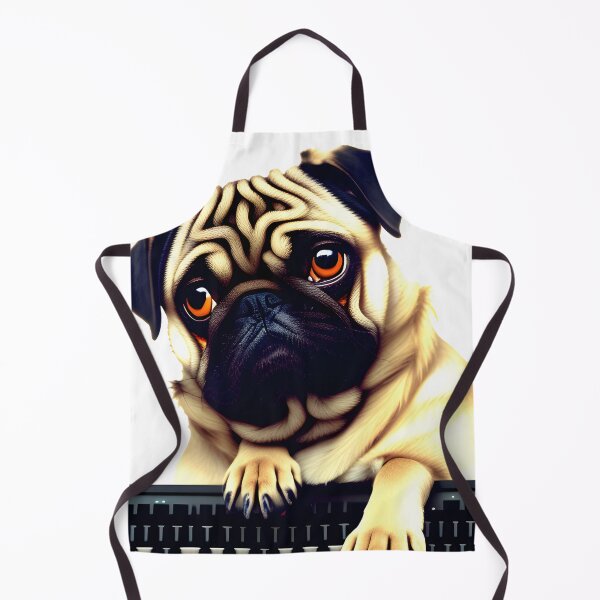 Item preview, Pug typing on a keyboard designed and sold by SurullinenArt.