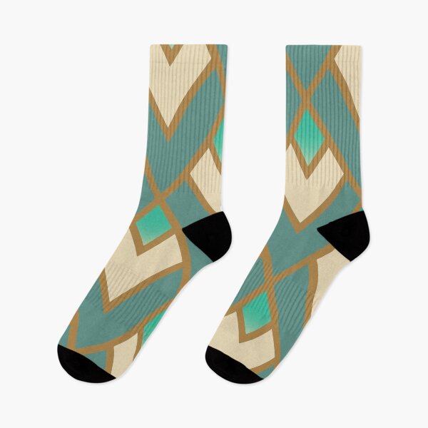 Item preview,  Retro Triangle Geometric pattern cream turquoise  designed and sold by TipTopTapo.