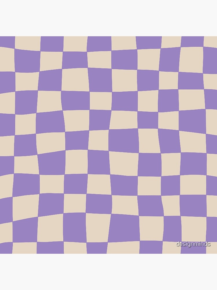 Hand Drawn Checkerboard Pattern (lavender purple/beige peach) Poster