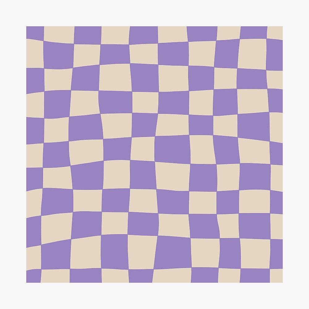 Hand Drawn Checkerboard Pattern (lavender purple/beige peach) Poster