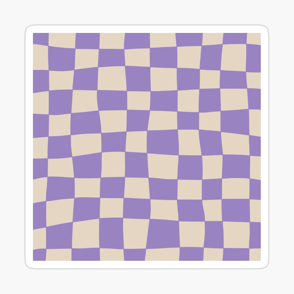Hand Drawn Checkerboard Pattern (lavender purple/beige peach) Poster