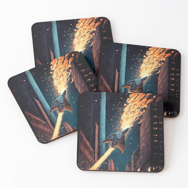 Item preview, Rocket flying through the city designed and sold by mrlongfield.