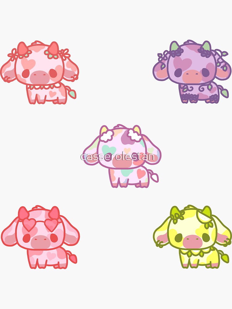 Strawberry Cow Sticker Set