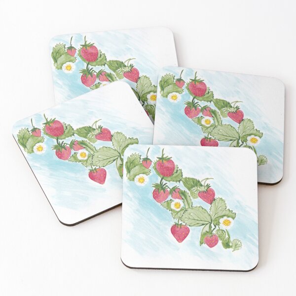 Item preview, Strawberry Blossoms and Fruits Watercolor designed and sold by happynaturalist.