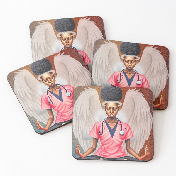 Item preview, Meditating Black Queen Nurse With Angel Wings designed and sold by Rell1970.