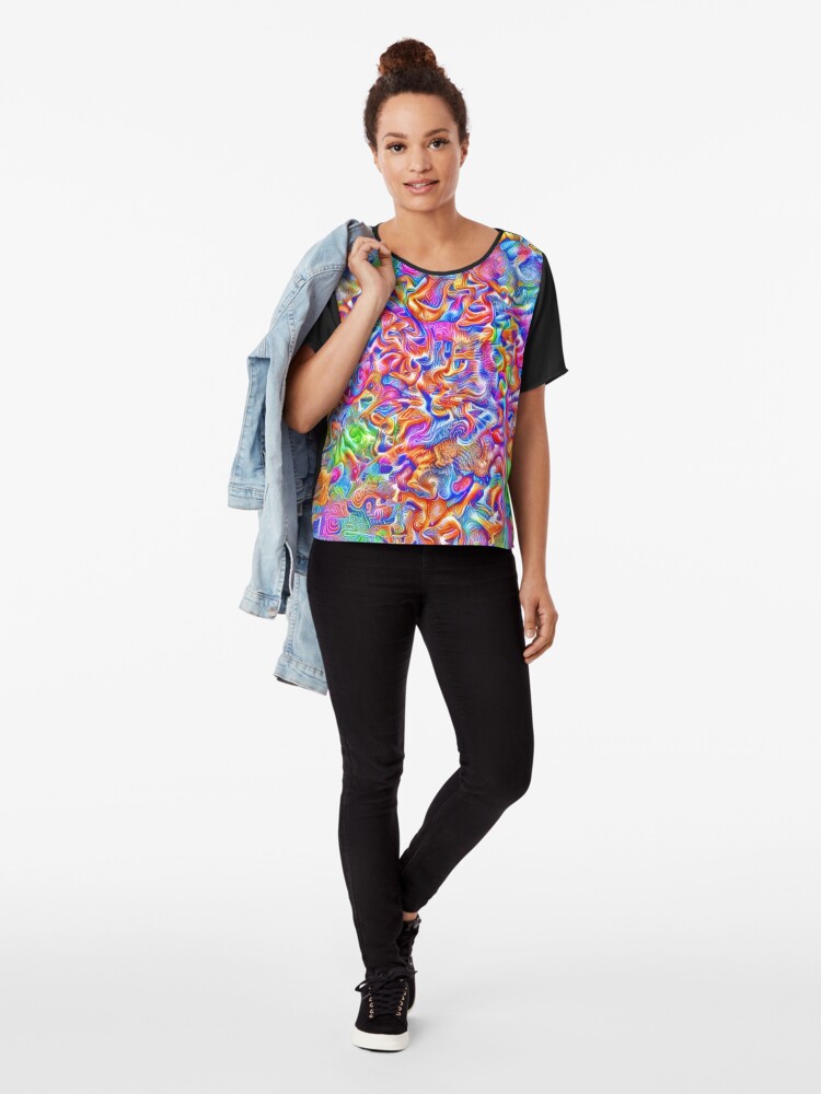Alternate view of A pair of blue and yellow scissors on a white surface Chiffon Top