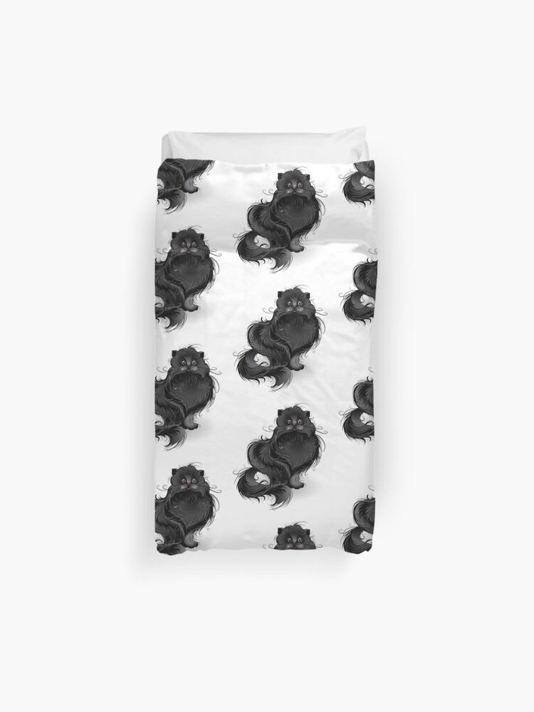 Fluffy Black Cat Fat Cat Duvet Cover By Blackmoon9 Redbubble