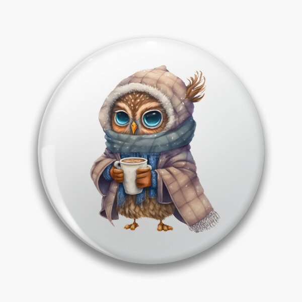 Item preview, Chibi Owl Drinking Hot Chocolate Christmas Winter designed and sold by Remixy ⭐⭐⭐⭐⭐.