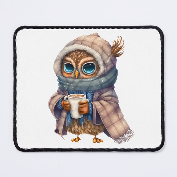 Item preview, Chibi Owl Drinking Hot Chocolate Christmas Winter designed and sold by Remixy ⭐⭐⭐⭐⭐.