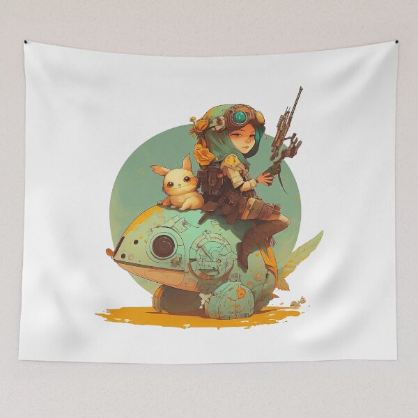 Item preview, Princess Solah on her fish robot ready to save the universe designed and sold by br3wow.