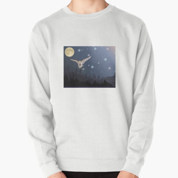 Owl across night sky Pullover Sweatshirt