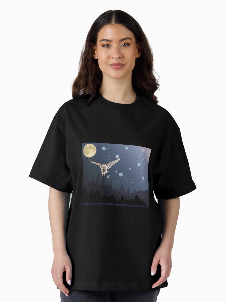 Thumbnail 2 of 7, Oversized T-Shirt, Owl across night sky designed and sold by RBCat007.