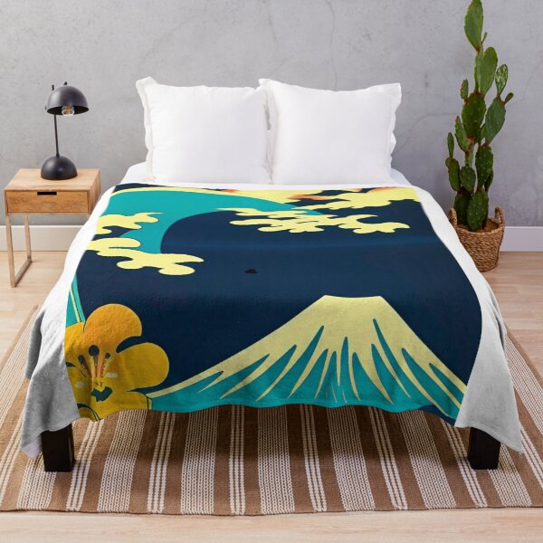 Item preview, Abstract Japanese landscape art wall art decor with mountain and ocean waves. Colorful Japanese landscape art on canvas, prints, and posters designed and sold by JoelsCorner.