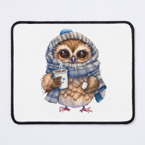 Item preview, Chibi Owl Drinking Hot Chocolate Christmas Winter designed and sold by Remixy ⭐⭐⭐⭐⭐.