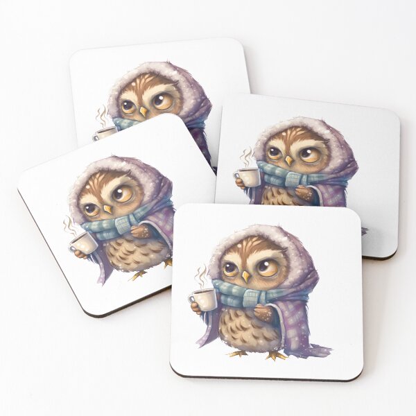 Item preview, Chibi Owl Drinking Hot Chocolate Christmas Winter designed and sold by Remixy ⭐⭐⭐⭐⭐.