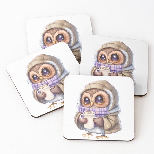 Item preview, Chibi Owl Drinking Hot Chocolate Christmas Winter designed and sold by Remixy ⭐⭐⭐⭐⭐.
